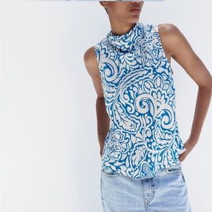 ZARA Tied Printed Top
